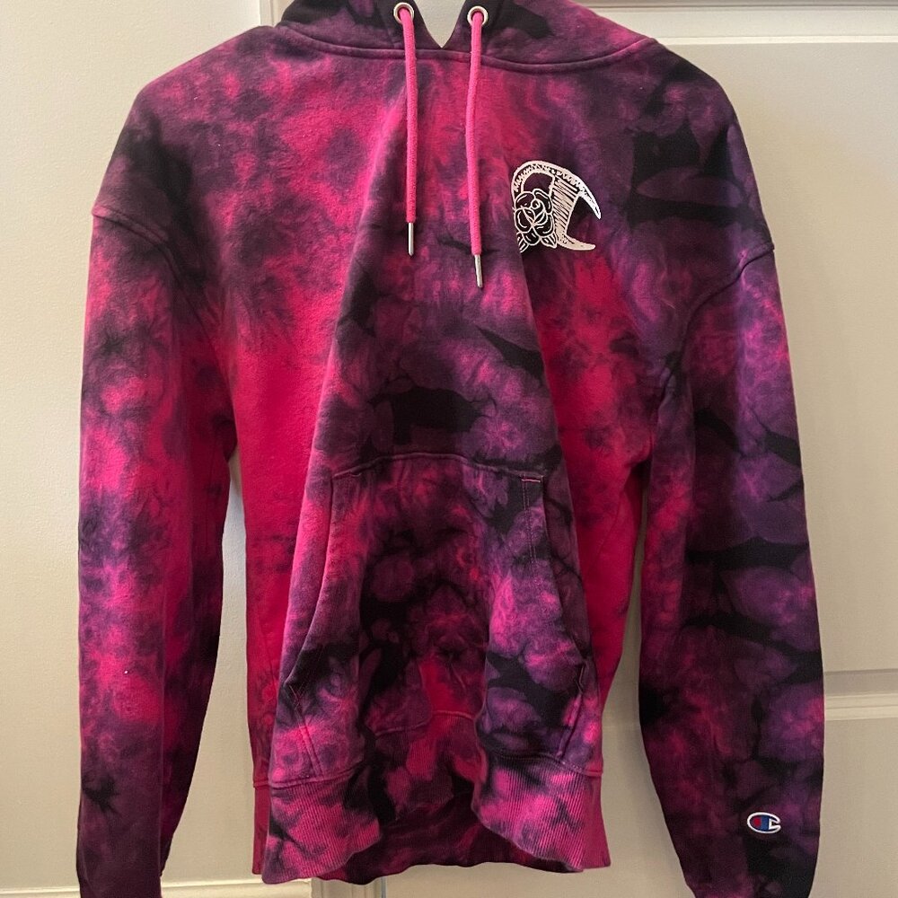 Champion Tie Dye Hoodie Pink and Purple